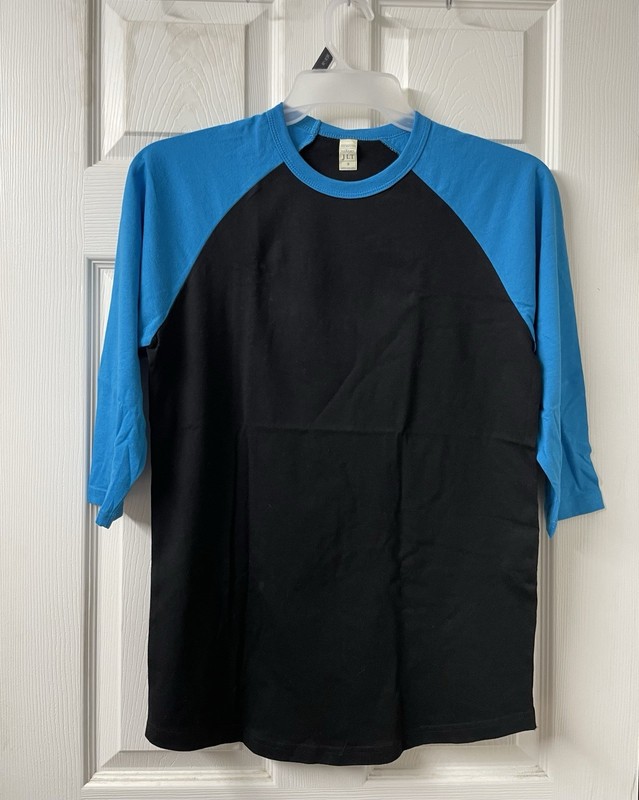 Next Level Men’s Colorblock Raglan 3/4 Sleeve Crew Neck T-Shirt Black/Blue S