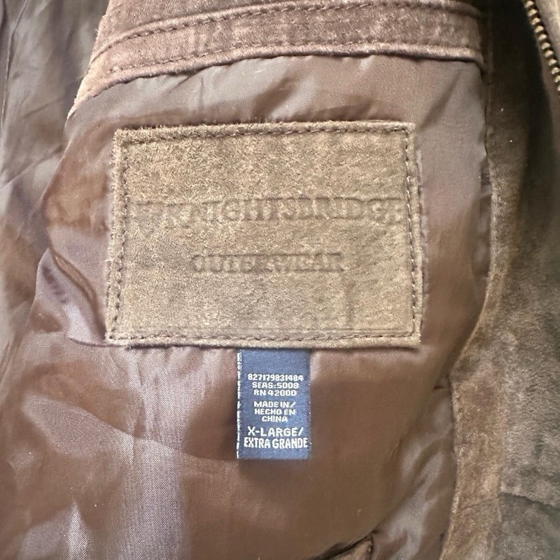 Knightsbridge Men’s Brown Suede Leather Zip Jacket Lined Pockets Point Collar XL gallery