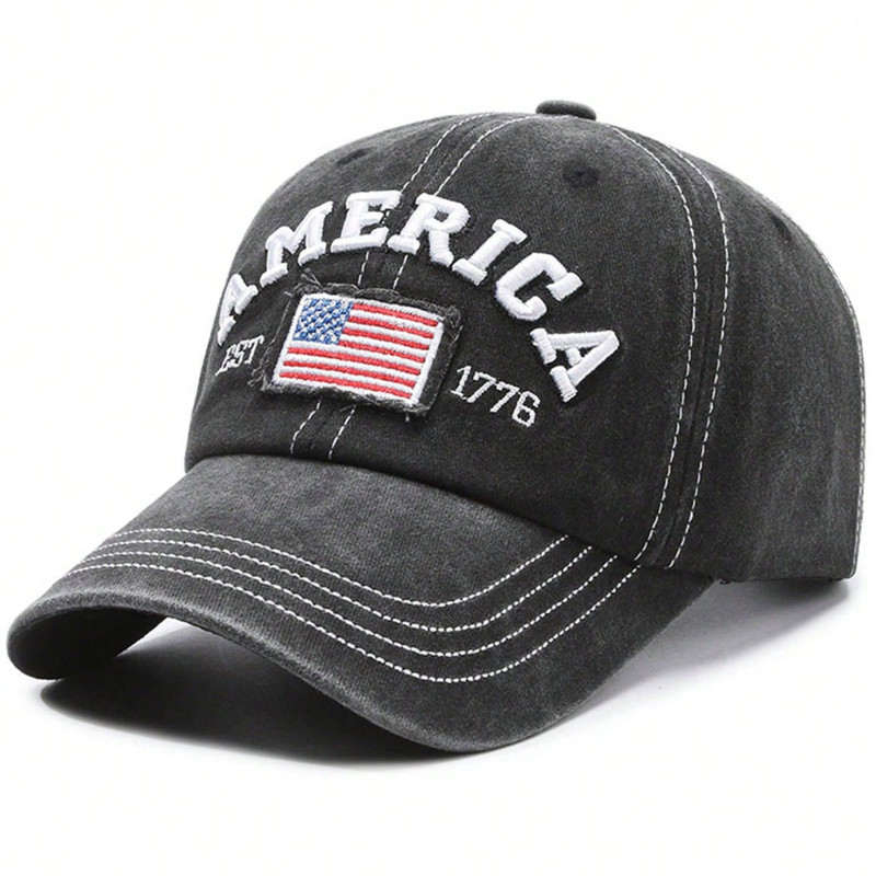 USA America EST 1776 3D Embroidered Flag Baseball Cap Patriotic Hat Unisex