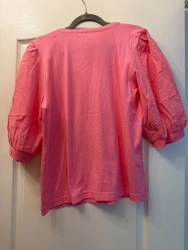 NWT Lilly Pulitzer Ronson Knit Top Confetti Pink Size XL Split V Neck gallery