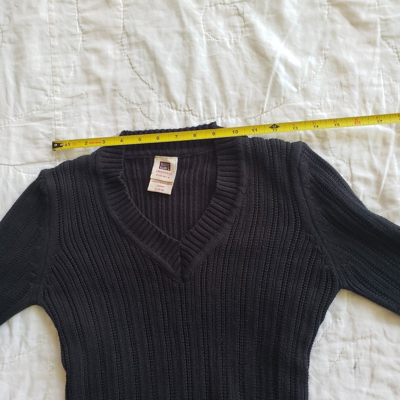 Vintage Cotton V Neck Ribbed Knit Top Mall Goth Smart Casual Basic Layering gallery