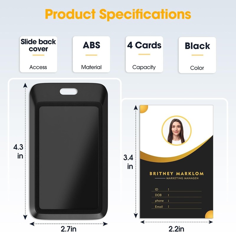 Hard Plastic 2 Card Holder, 3 Pieces Heavy Duty ID Card Protector Black Badge Ho gallery