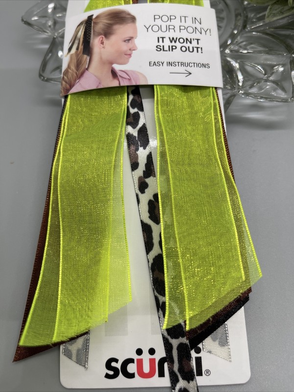 Scunci No Slip Grip All Day Hold - Pop It In Your Pony Lime Animal Print Multi gallery