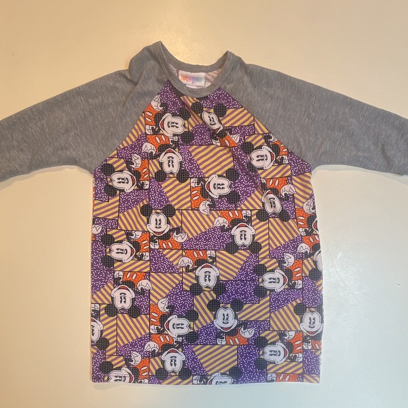 LuLaRoe Disney Mickey Mouse Raglan 3/4 Sleeve Crew Neck T-Shirt