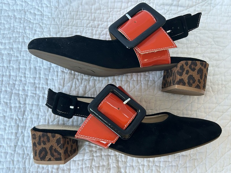 Girotti Milano Custom Made Block Heel Classic Black suede Strap Shoes $444! 37