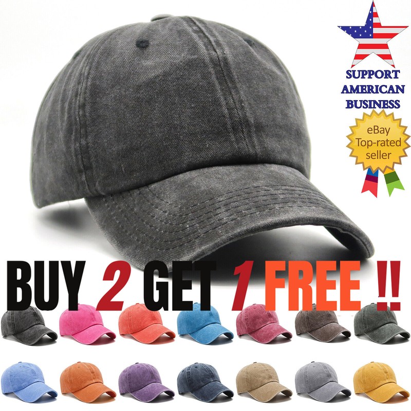 Men Baseball Cap Washed Cotton Solid Adjustable Dad Hat Women Ball Caps Trucker