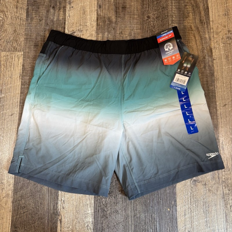 Speedo Mens Tech Volley Swim Trunks UPF 50+ Comfort Liner, Blue, Green, Grey, L