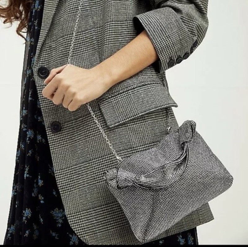 New Free People Zaza Crystal Clutch Evening Bag Silver Crossbody Chain Strap $78