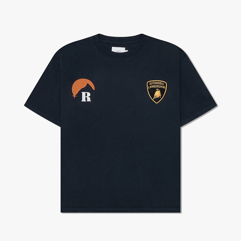 NEW RHUDE Men Summer 100% Cotton Round Neck Black Short Sleeved T-Shirt SZ:S-XL