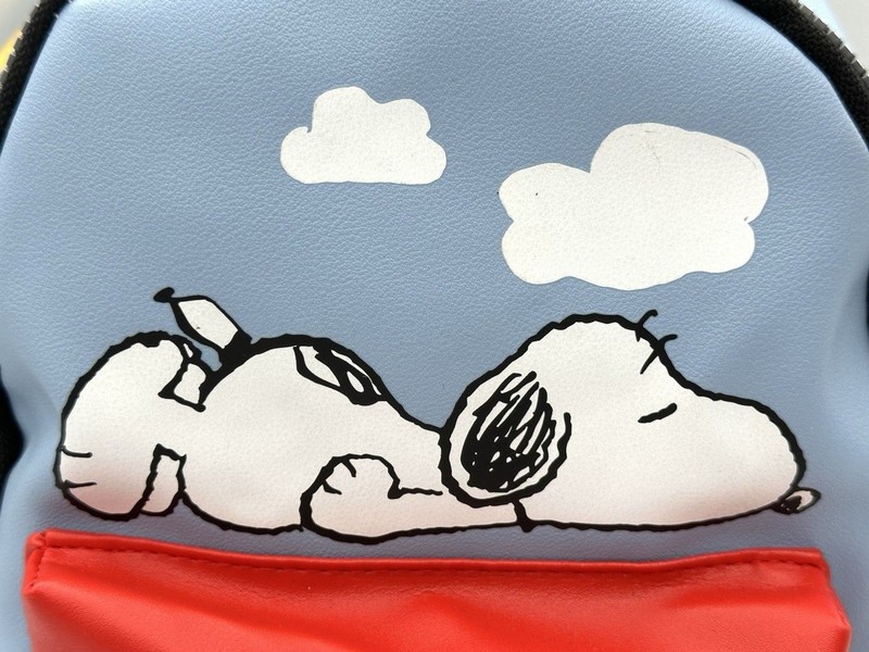 NWT Peanuts Snoopy Sleeping Faux Leather Blue Mini Backpack Purse Bag Diaper Bag gallery