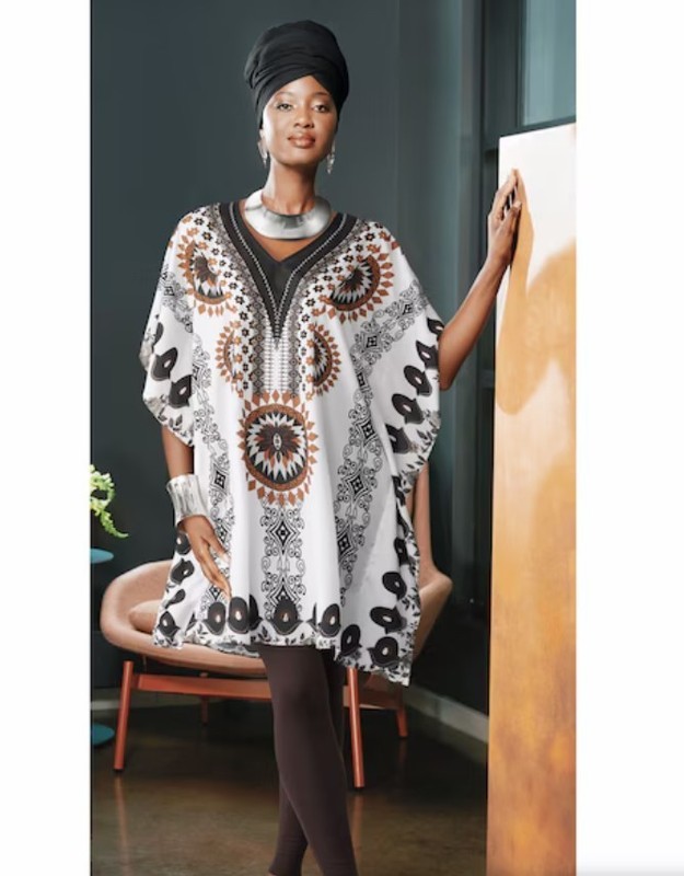 OSFM Ashro White Ethnic African American Pride Afrocentric Esa Short Caftan