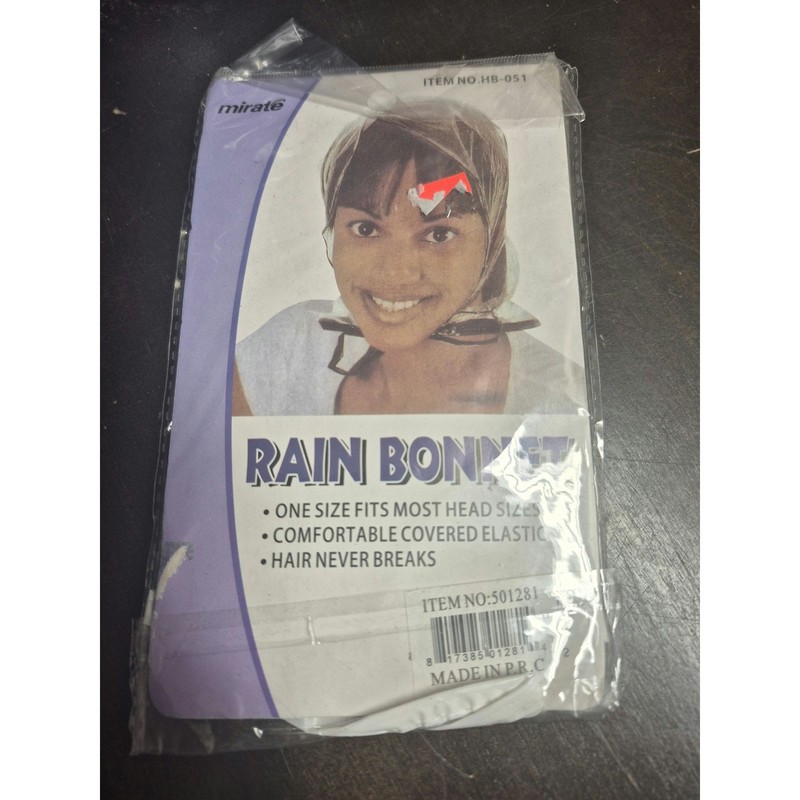 Vintage Mirate Clear Rain Bonnet with White Polka Dots New in Package Retro 8289