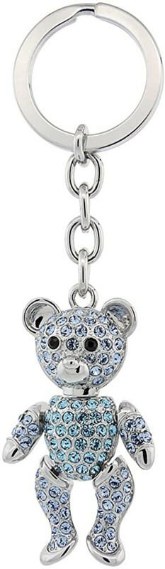 Movable Teddy Bear Key Chain Crystal Key Ring 4 1/2 inches long