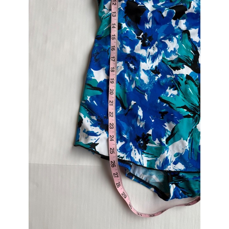 Maxine of Hollywood Blue Floral Tiered One Piece Swimdress Womens 16 MM3MW31 gallery
