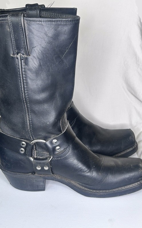 Frye Harness Women’s 9 Black Leather Pull-On Mid-Calf Biker Boots