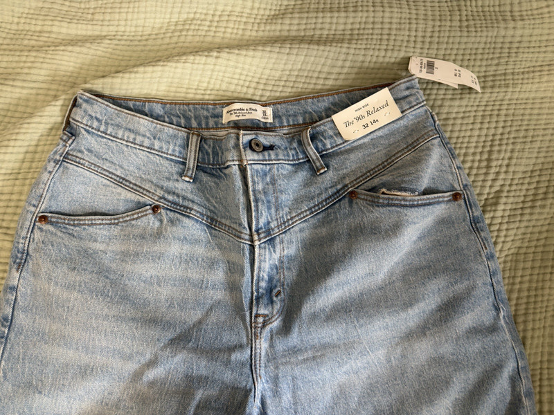 Abercrombie & Fitch 90s High Rise Light Wash Straight Jeans Cotton 5-Pocket