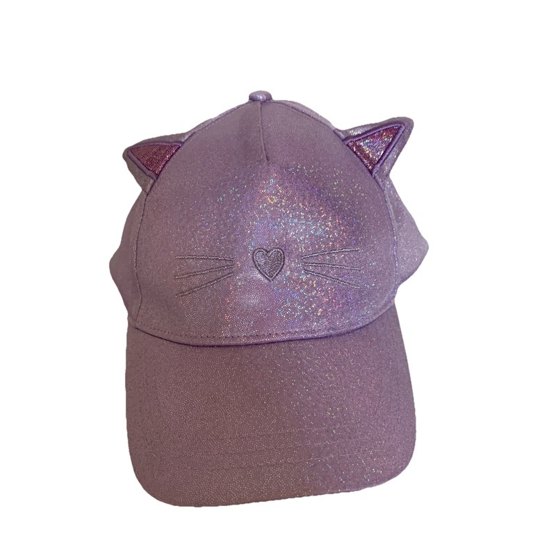 Wonder Nation Strap Back Cap Kids One Size Purple Cat Ears Embroidered Glitter