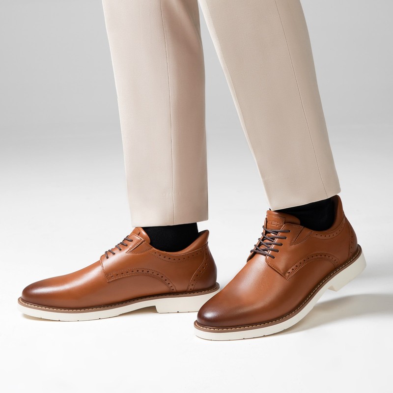 HEEZ Men's Dress Shoes Split Leather Casual Oxfords Lightweight Dress Sneakers gallery