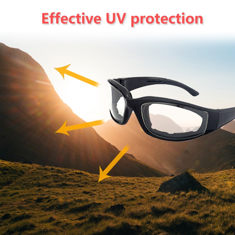 3 Pair UV400 Goggle Chopper Riding Motorcycle Glasses Clear Lens Glasses Padded gallery