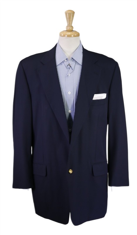 Paul Stuart Navy Blue Gold Button Blazer Wool Blazer Jacket 45R 44R