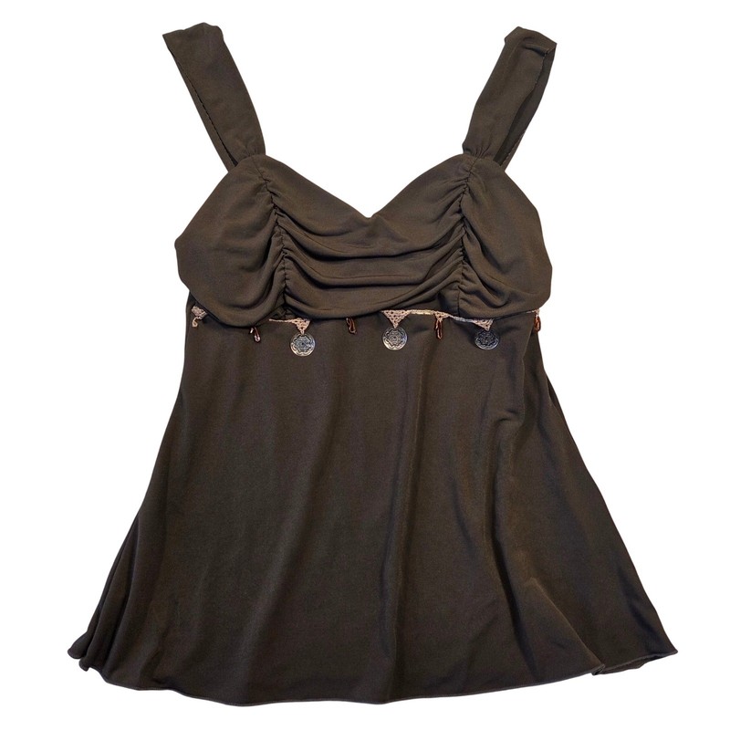 IZ Byer California Brown Y2k Babydoll Cami Top Coin Charm Small USA 2000s Bratz