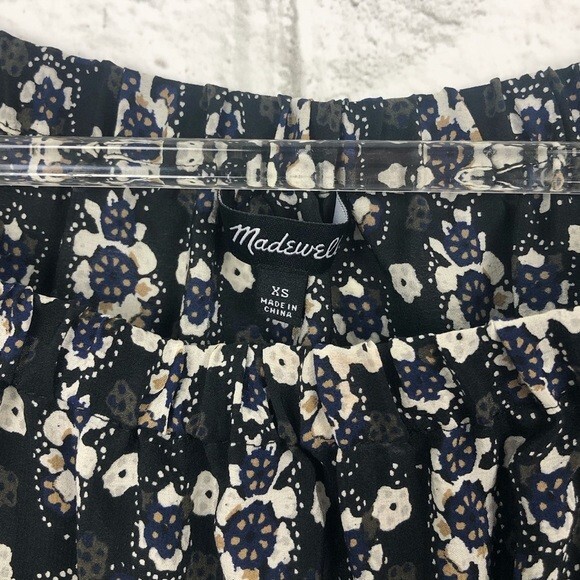 MADEWELL Top Silk Off the Shoulder 70s Floral Print Blouse Shirt 3/4 Sleeve XS gallery