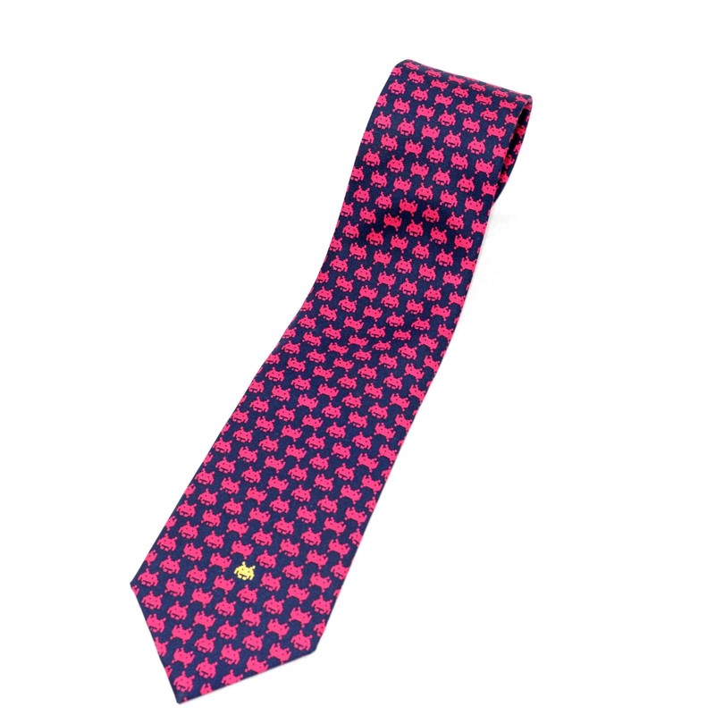 Arcade Space Invaders Tie By Josh Bach Imported Silk