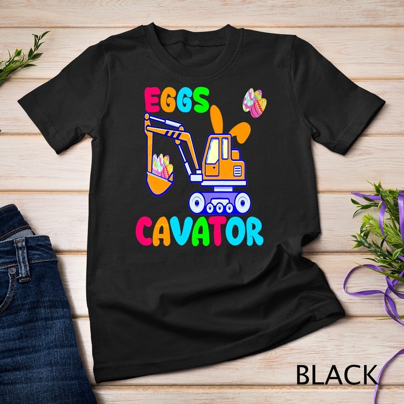 Kids EggsCavator Happy Easter Funny Excavator Hunting Egg Kids Unisex T-shirt