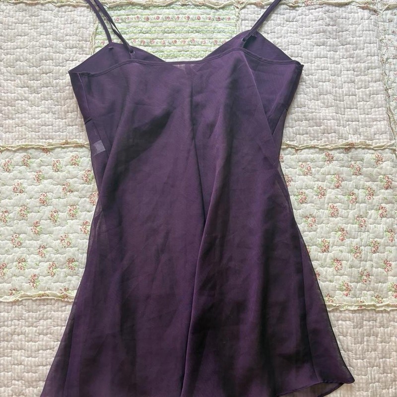 Frederick's of Hollywood Women's Purple Full Slip S Solid Bow Adjustable Straps gallery