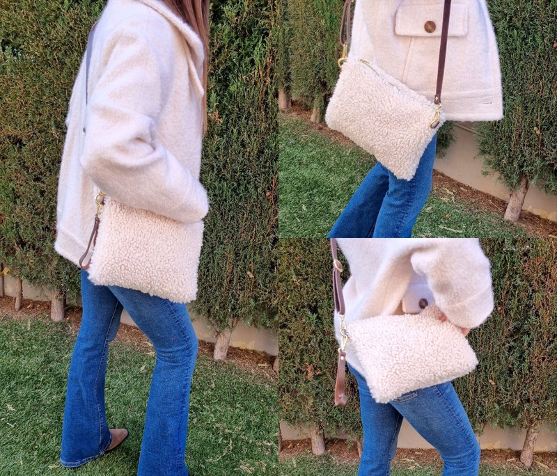 Italy Größe L 30cm-11,8” Clutch Teddy Tasche Schultertasche, Crossbody Tasche