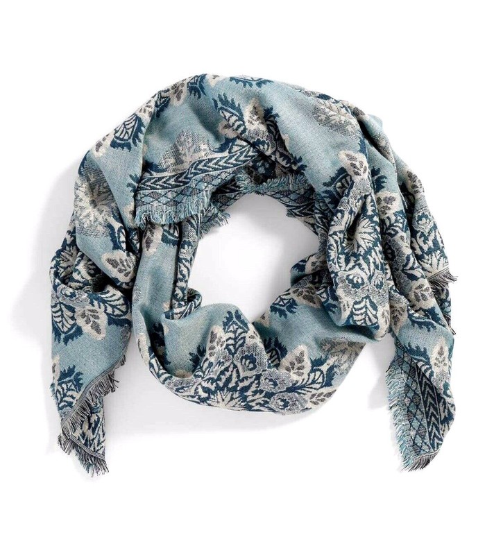 J. Jill – NEW Luxurious Snowflake Jacquard Scarf – India Ink Multi – NWT