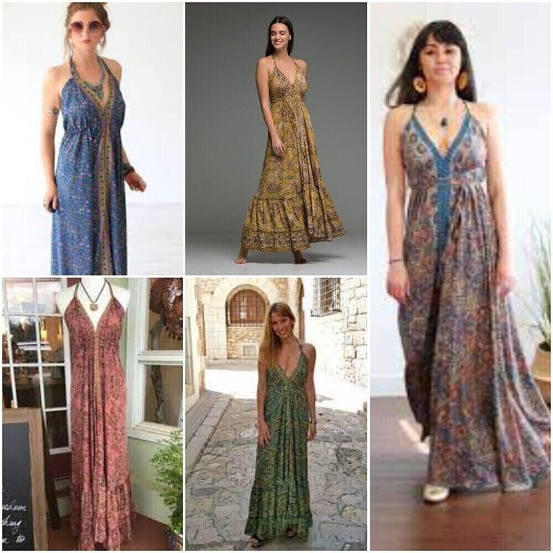 wholesale 20 PC Indian Vintage Recycle Sari Silk Maxi Beach Boho Gypsy Sundress gallery