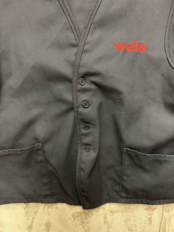 Weis Employee Staff Vest Cashier Checkout Button Up Unisex Black Large lot of 2 gallery