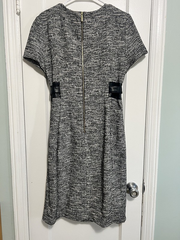 Calvin Klein Dress 14 Tweed Grey Belted Career Corp Office Work Business Capsule gallery