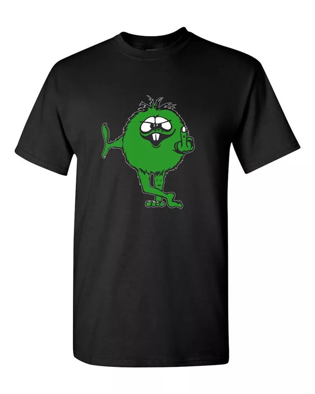Retro T Shirt Green Middle Finger Monster Novelty Funny 70’s