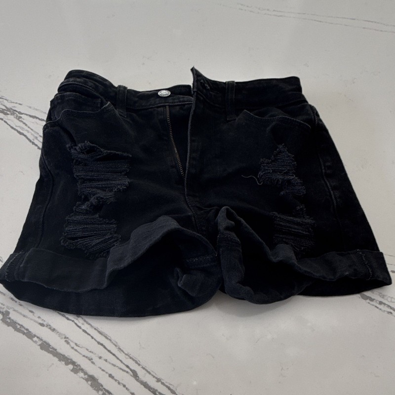 Hollister Ultra High-Rise Mom Short Black Denim 3in Cuffed 5-Pocket 24W 0/00