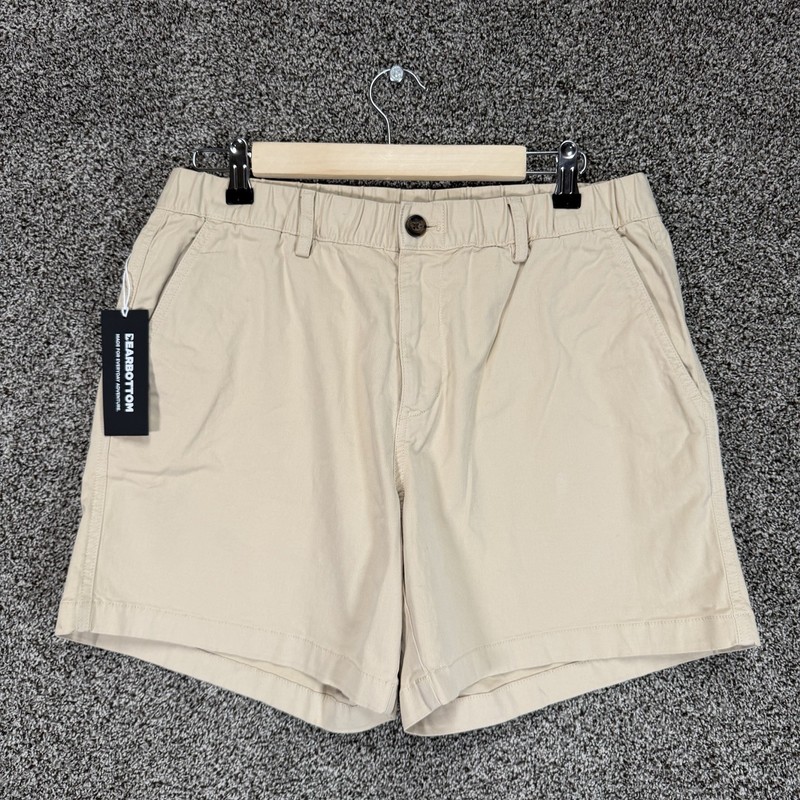 Bearbottom Sand Dune Stretch Shorts Mens L 5.5” Beige Chinos Cotton Stretch