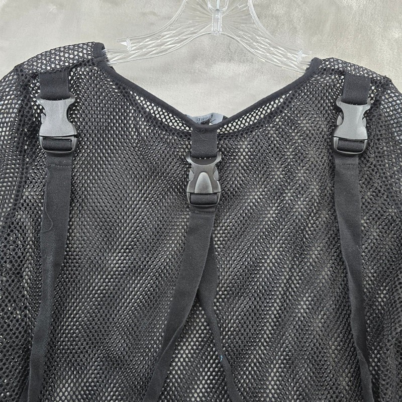 Banned Alternative Womens XL Kameko Oversized Shirt Black Mesh Buckle Strap Goth gallery