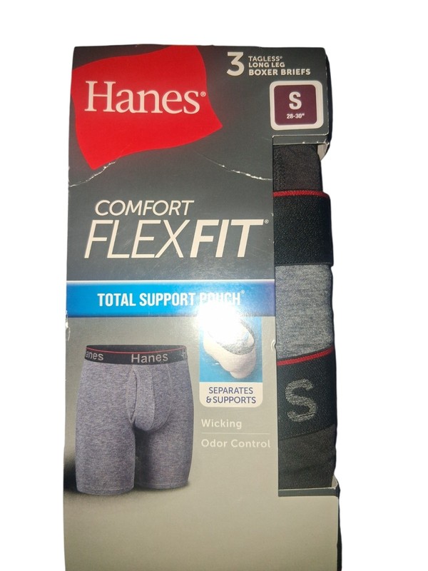 Hanes Comfort Flex Fit Mesh Long Leg Tagless Pouch Boxer Briefs 3-Pack S