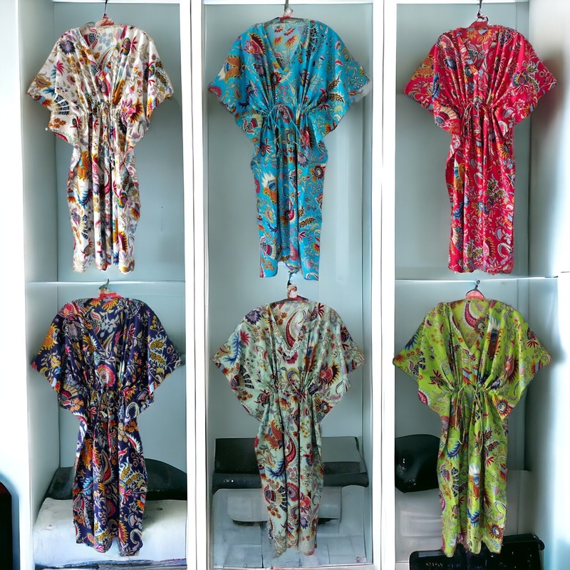 10 PC Wholesale Lot Indian Dress Long Kaftan Floral Caftan Night Dress Gown Plus