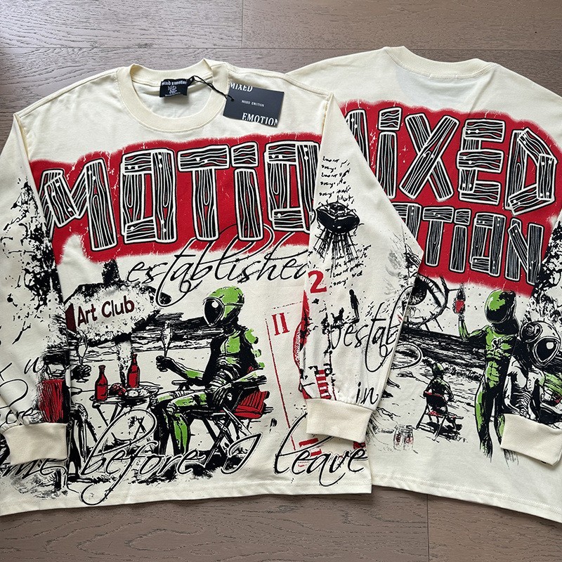 MIXED EMOTION Printed Direct-Print Long-Sleeved T-Shirt