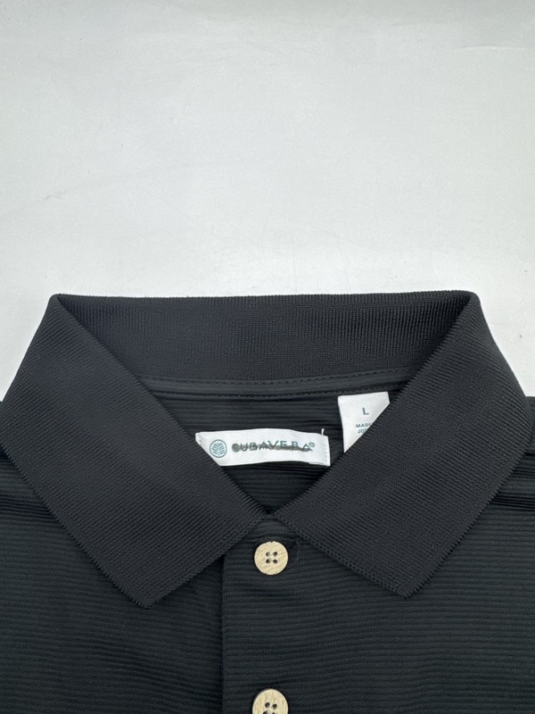CUBAVERA SOLID TEXTURED POLO – SIZE: MEN L – JET BLACK