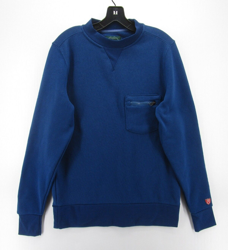 Arthur Beale Sweater Men Small Blue AB Pullover Crewneck Zip Pocket Casual Logo*