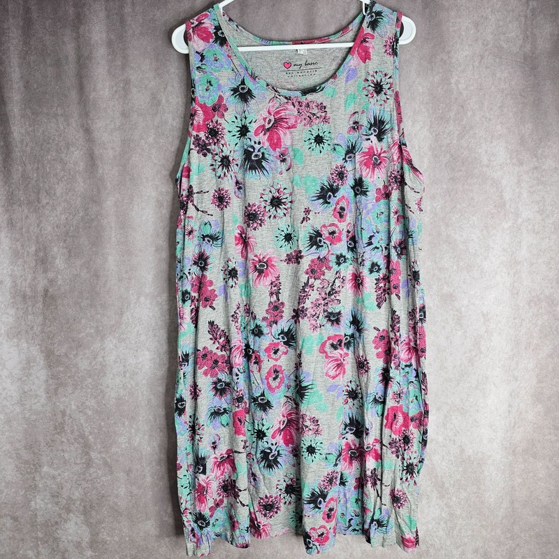 Bonprix Floral Sleeveless Tunic Top Women’s XL Multicolour Cotton Summer