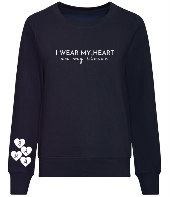 Customise Sweatshirt Name Heart on Sleeve Gift For Mum Grandma Nana Novelty gallery