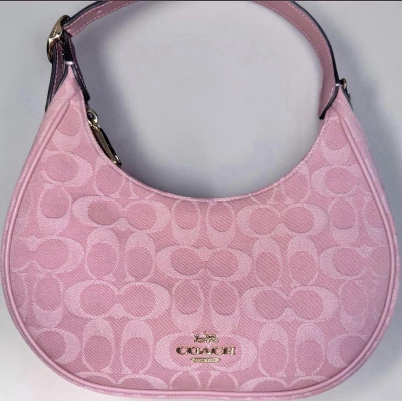 NWT Coach Emily Pink Denim Signature Canvas Hobo Bag