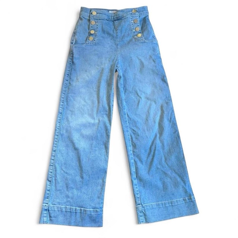 LOFT Women’s Light Wash High Rise Wide Leg Sailor Blue Denim Jeans Size 0/24