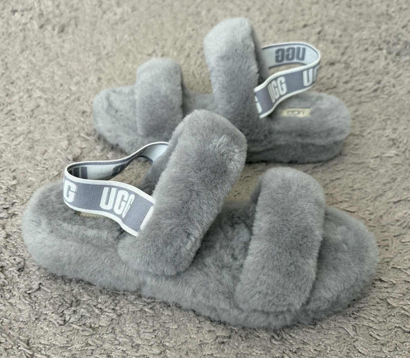 Ugg Iconic Fluff Oh Yeah Slide Slipper Soft Amethyst Gray Women’s US 10 NEW