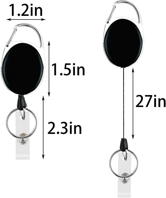 5 Pack Heavy Duty Retractable Badge Reel Id Card Holder with Clip and Black gallery