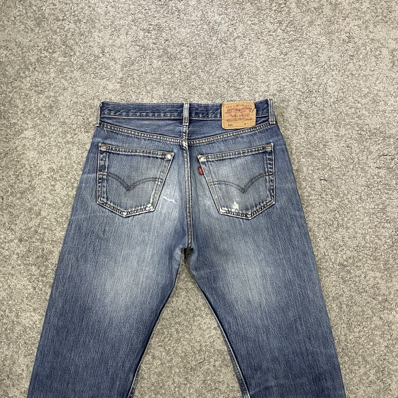 Vintage Levi 501 Jeans Actual 31x33 Light Wash Blue Distressed Made In Turkey gallery